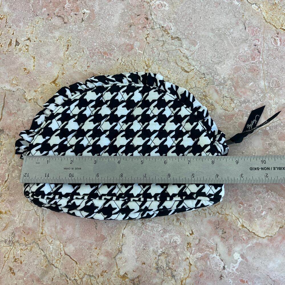 Vera Bradley Black White Houndstooth Ruffle Cosmetic Pouch Makeup Bag - Picture 6 of 6